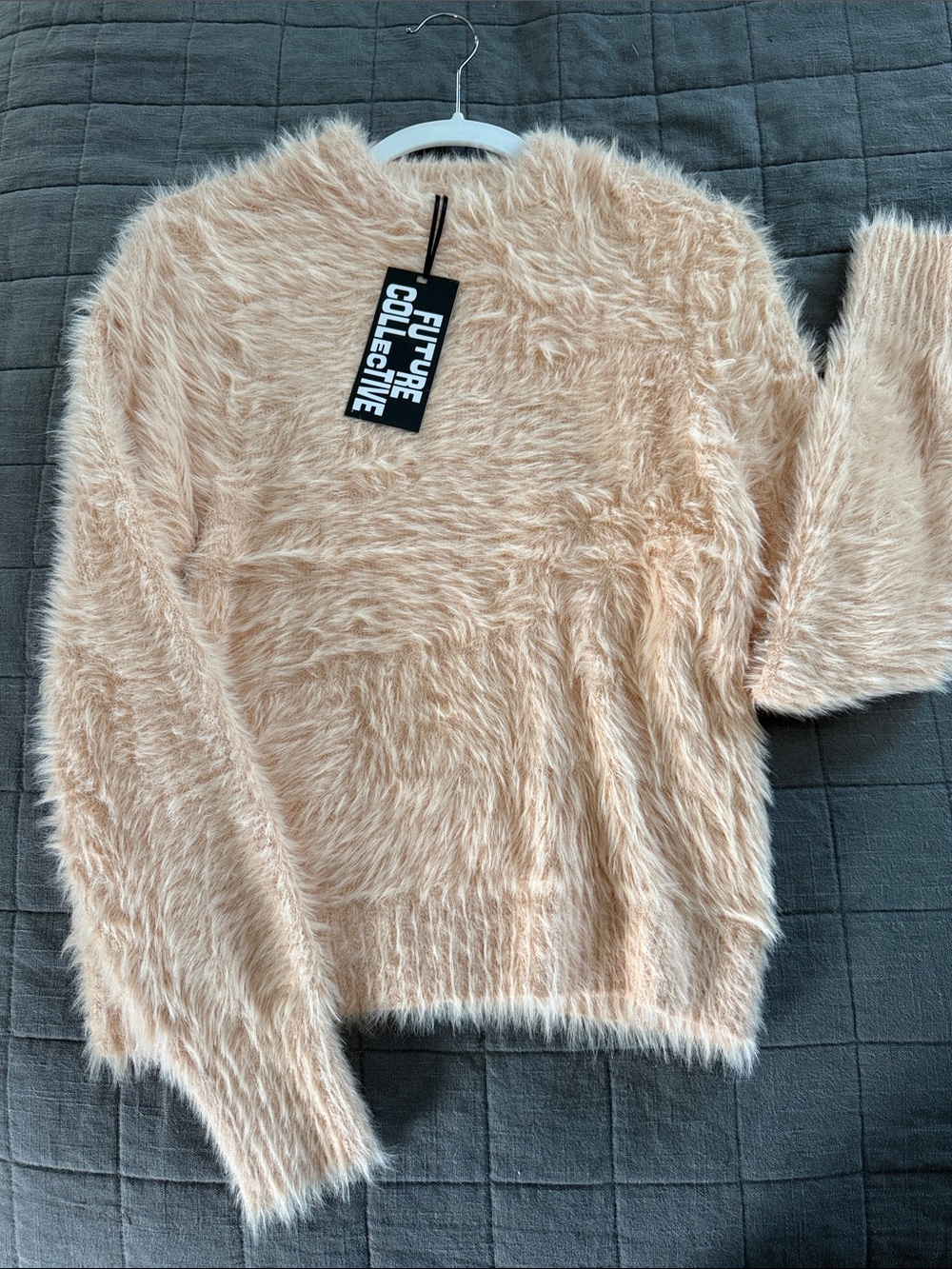 Women's Fuzzy Crewneck Sweater in Blush